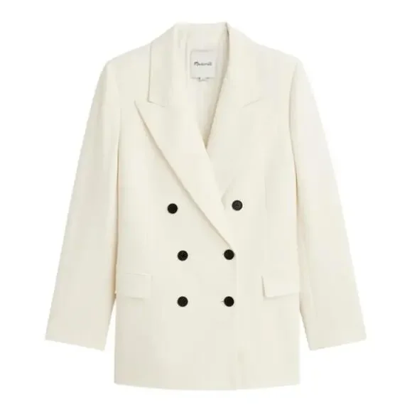 Madewell Blazer Womens Winter White Tuxedo Double Breasted Peak Lapel NT118 Sz 4 - Picture 12 of 12